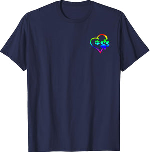 Paw Print Dog Paw Cute Dog Love Heart Red Black Dog T-Shirt - T-Shirt | Navy