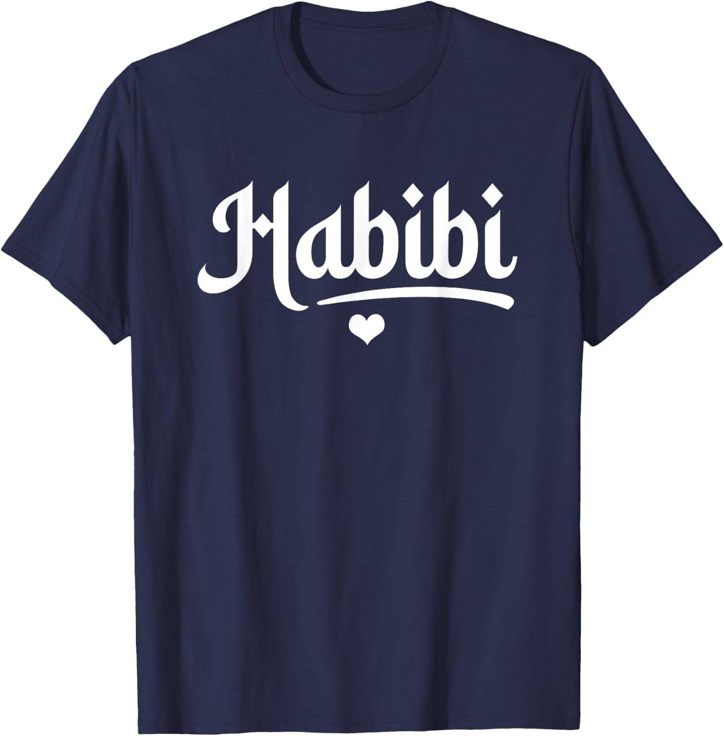 Habibi My Love Arabic English Script Gifts Men Women Kids T-Shirt - T-Shirt | Navy