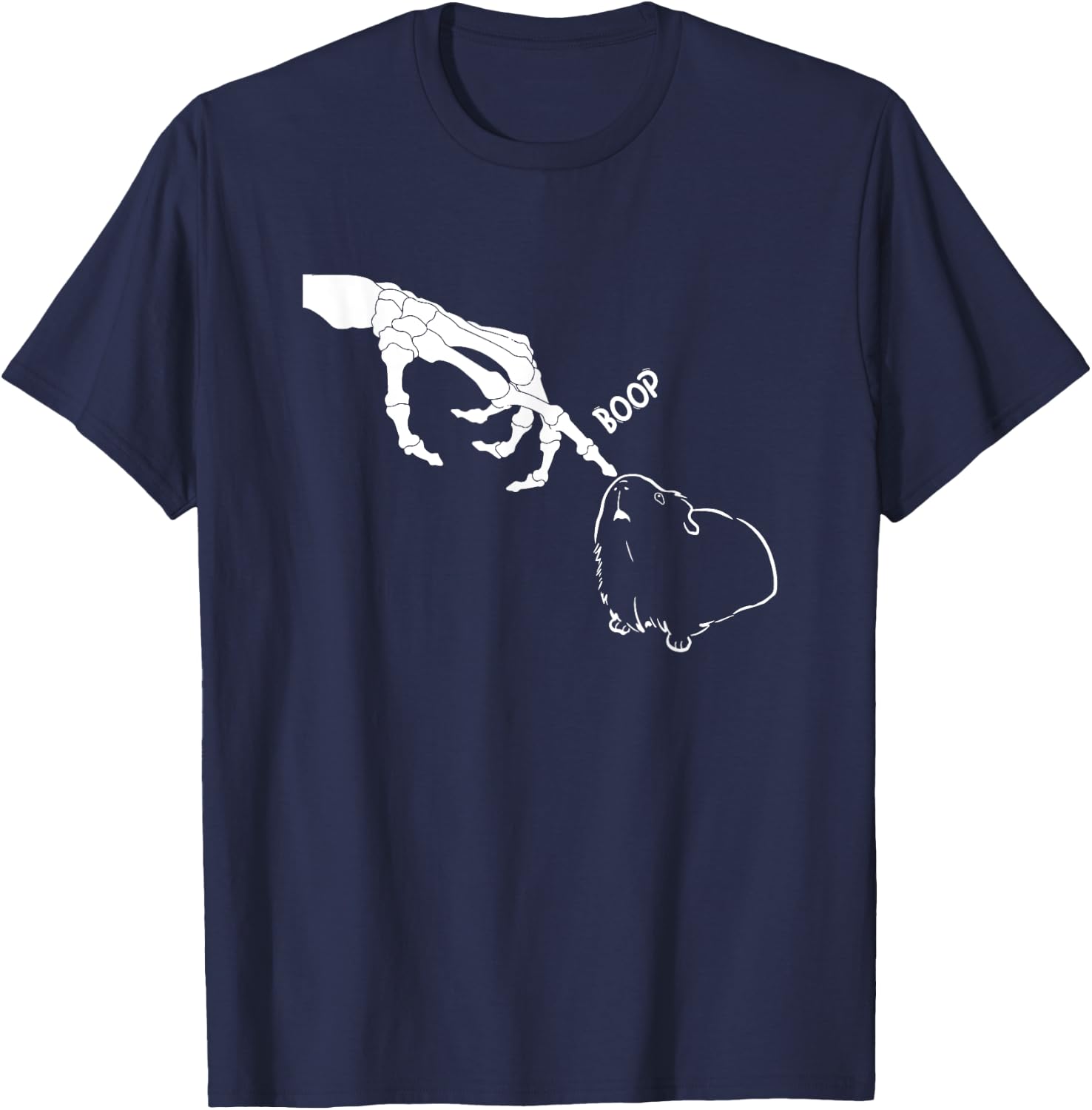 Guinea Pig Scary Skeleton Hand Boop Funny Spooky Halloween T-Shirt - T-Shirt | Navy