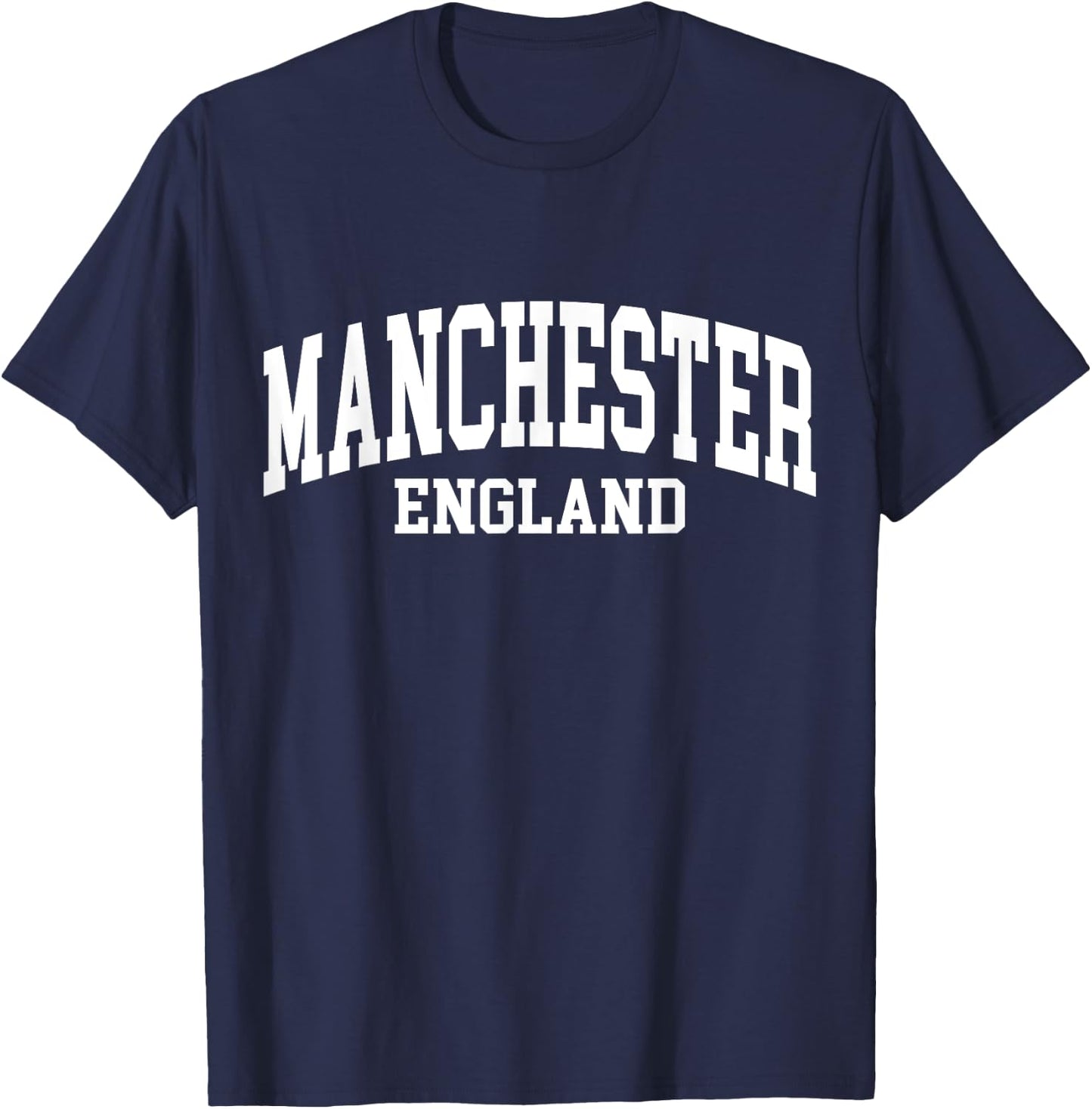 Manchester England England College Writing Fan , black, s T-Shirt - T-Shirt | Navy