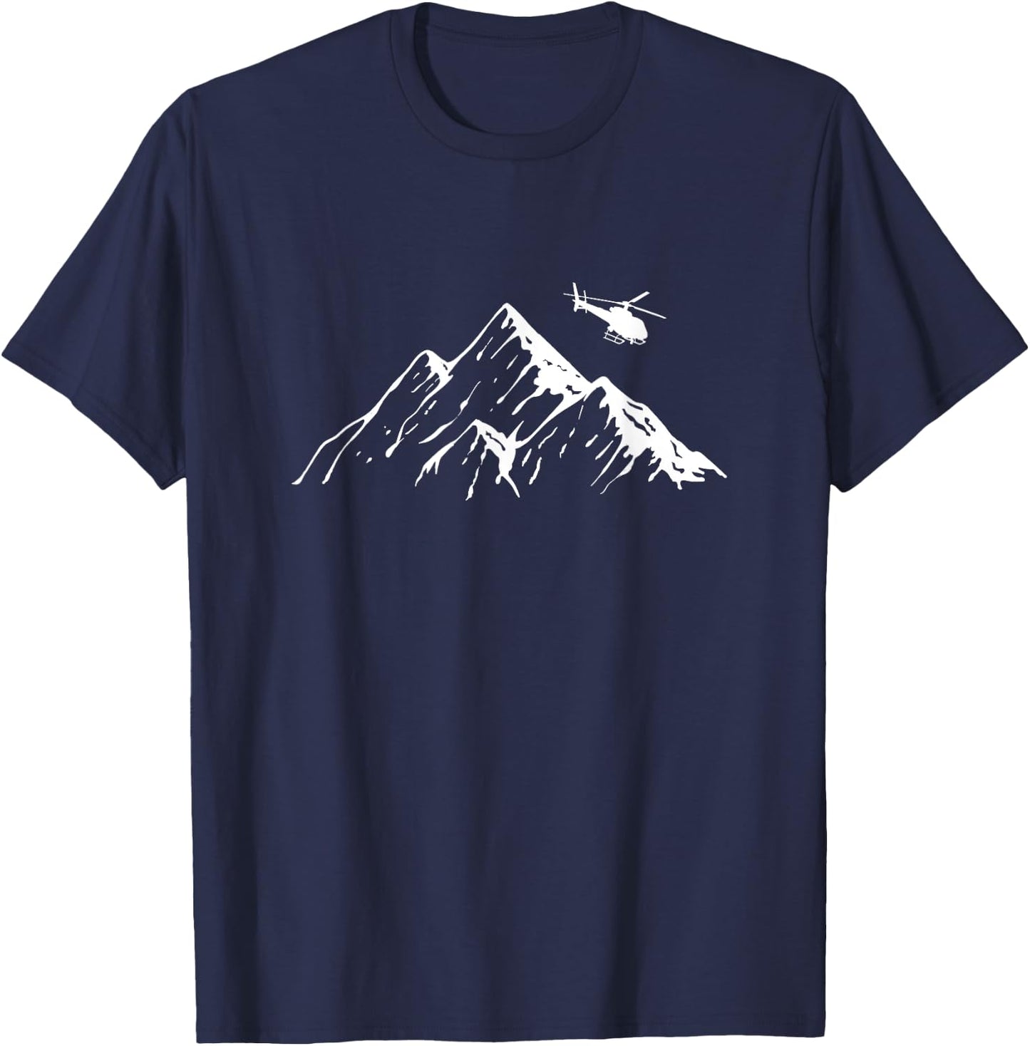 Helicopter Mountains Heli Copter Pilot Aviation Flight T-Shirt - T-Shirt | Navy