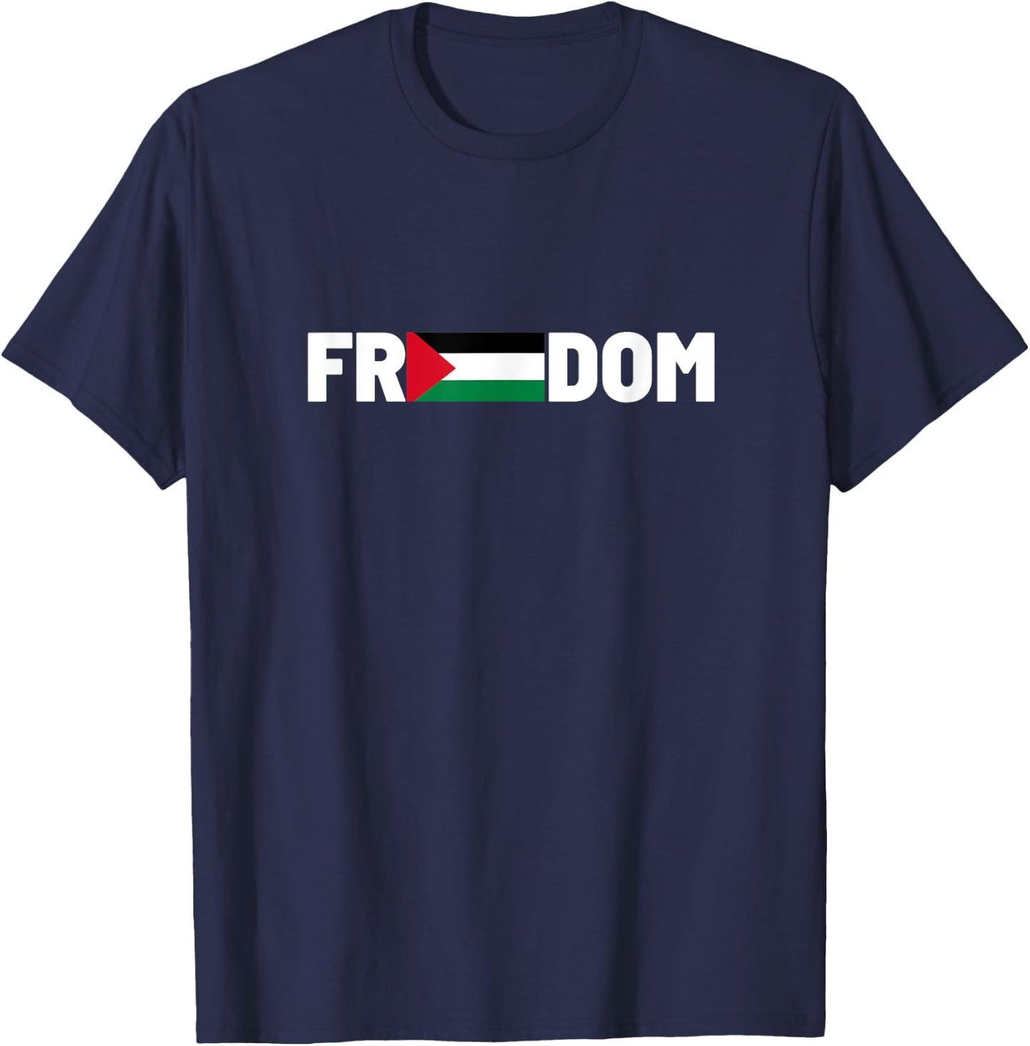 Freedom Palestine Flag | Men, Women and Teenagers , black T-Shirt - T-Shirt | Navy