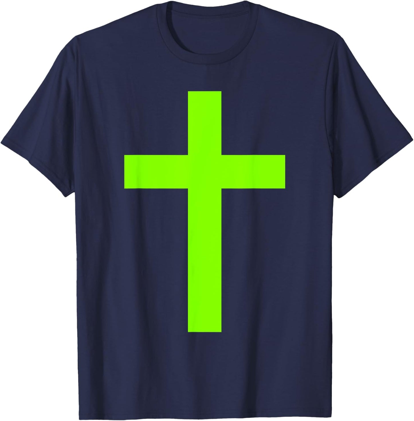 Christian God Jesus Cross Lime Green T-Shirt - T-Shirt | Navy