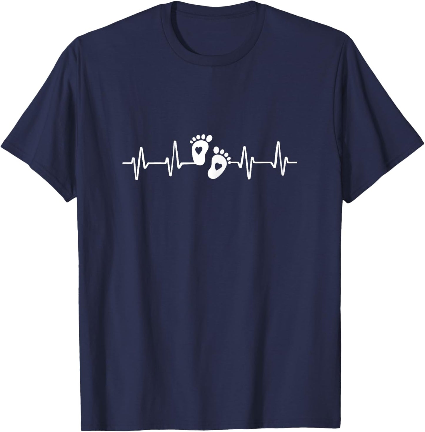 Baby Heartbeat Gift Pregnancy Midwife Doula T-Shirt - T-Shirt | Navy