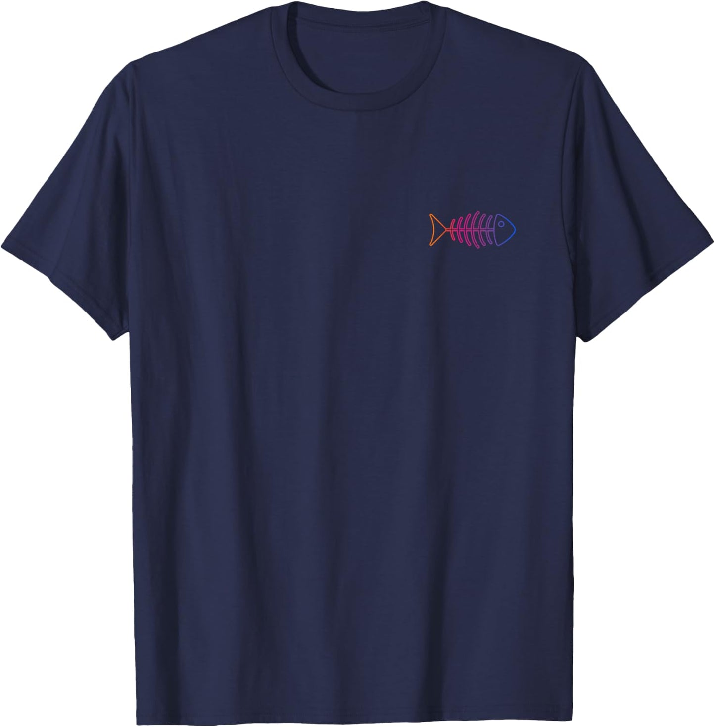 Colorful Fishbone On The Chest For Positive People T-Shirt - T-Shirt | Navy
