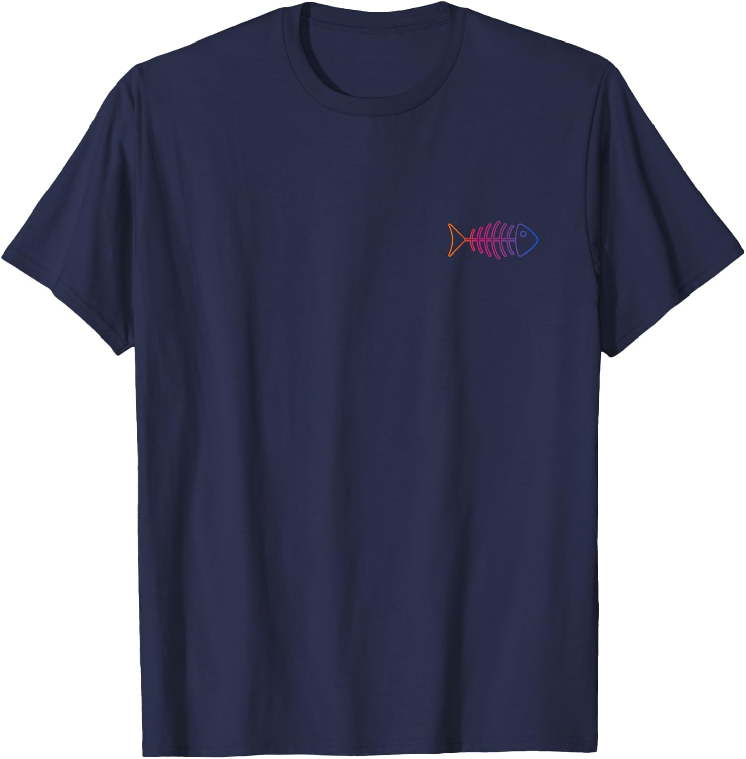 Colorful Fishbone On The Chest For Positive People T-Shirt - T-Shirt | Navy