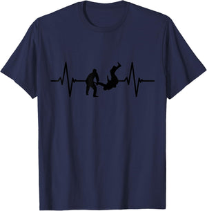 Brasilianische Jiu Jitsu Kleidung Männer Herzschlag BJJ T-Shirt - T-Shirt | Navy
