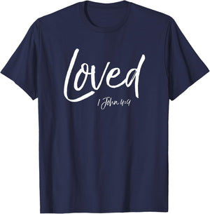 Loved 1 John 4:9 Lustiges süßes Christliches von God's Love T-Shirt - T-Shirt | Navy