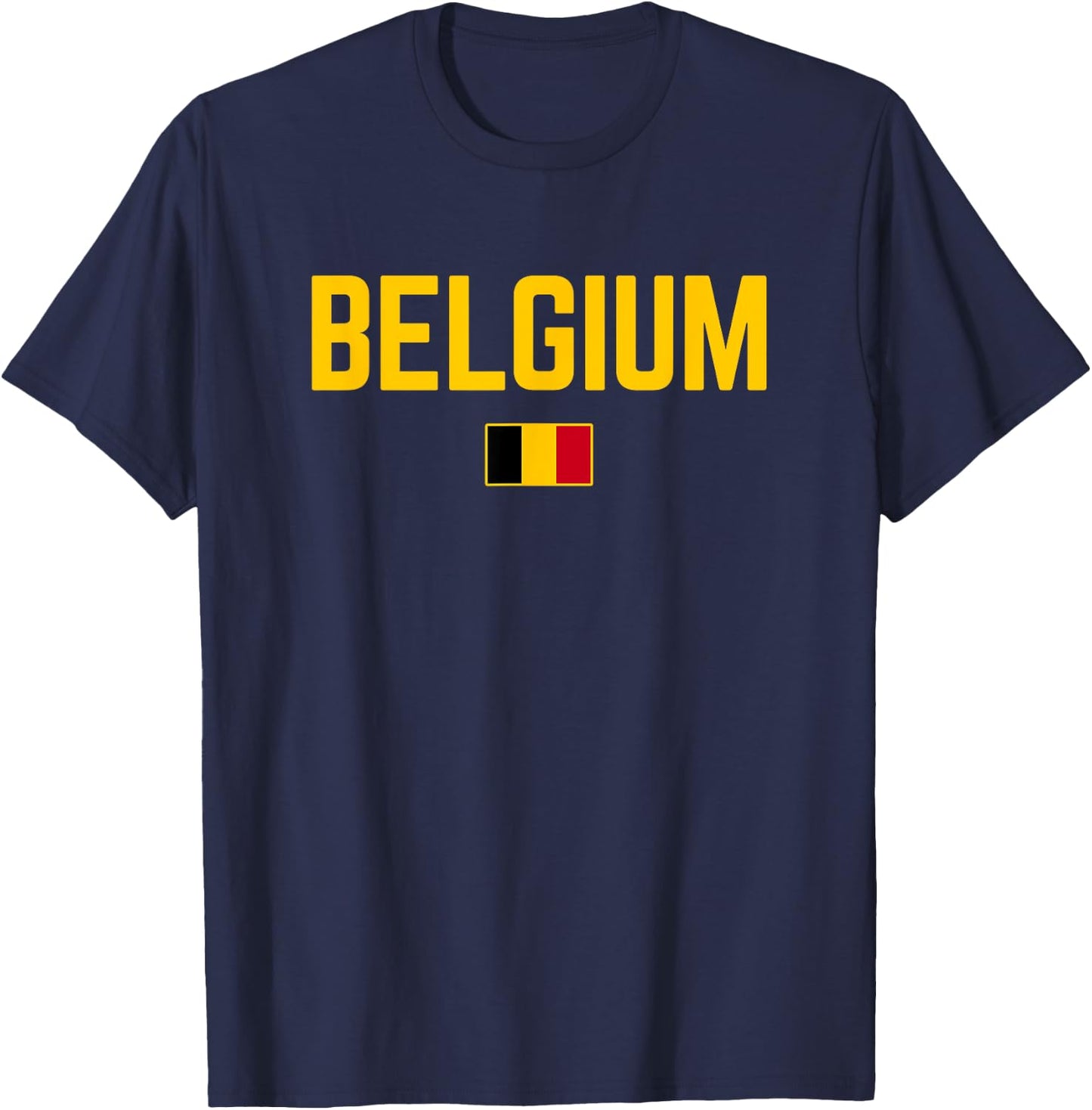 BELGIUM Flag | Men Women Kids BELGIUM , Red, S T-Shirt - T-Shirt | Navy
