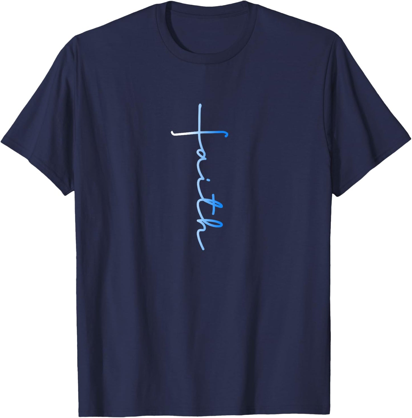 Faith Cool Spiritual Cross Graphic Novelty T-Shirt - T-Shirt | Navy