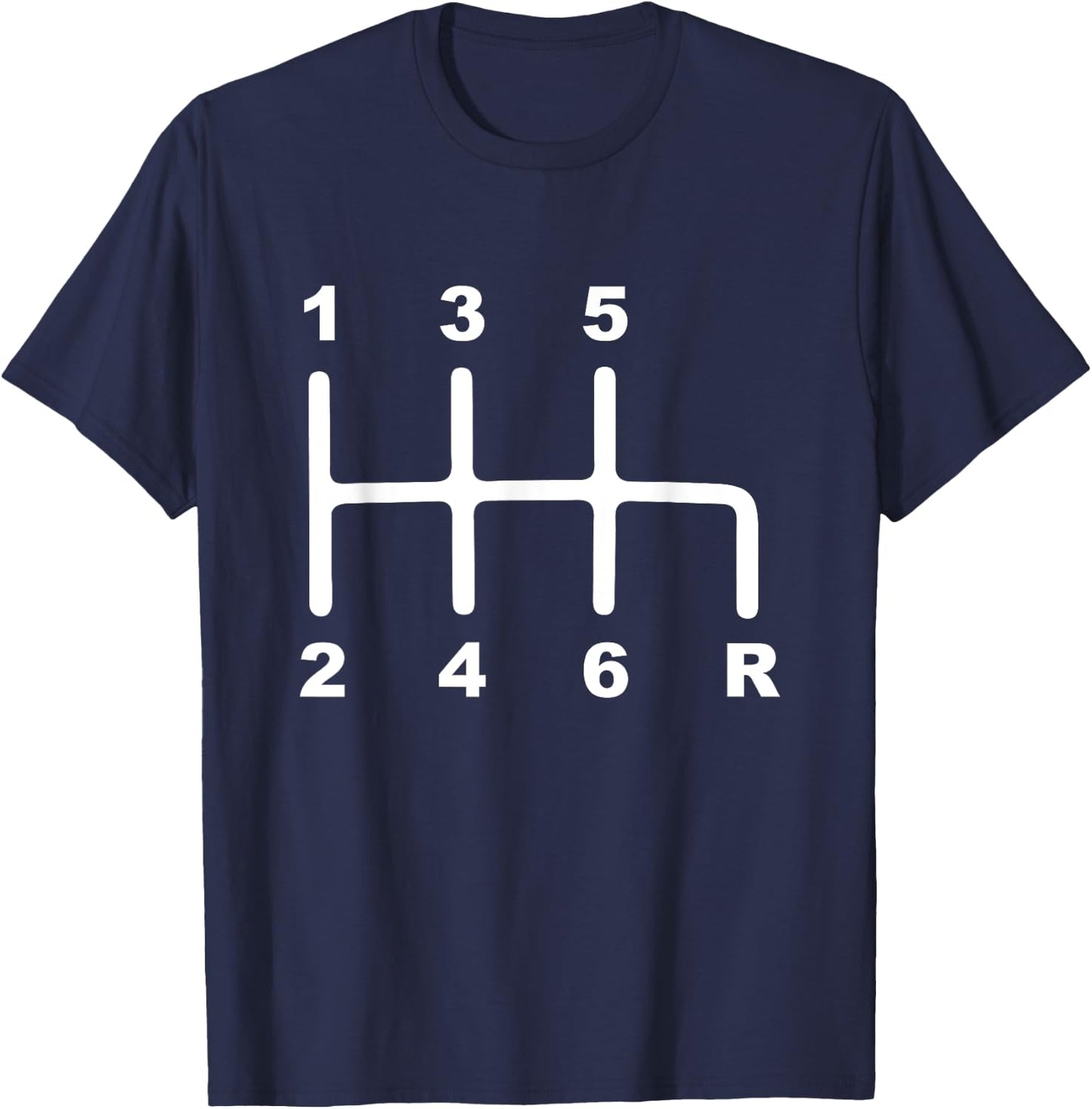 6 Speed Manual Transmission Shift Pattern Car T-Shirt - T-Shirt | Navy