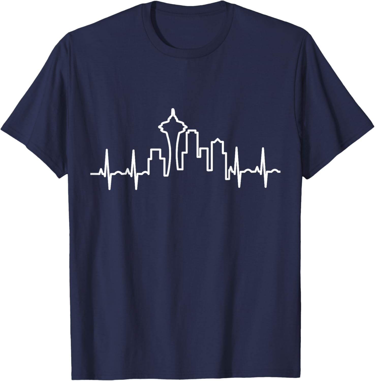 Skyline Heartbeat Seattle - Emerald Jet City T-Shirt - T-Shirt | Navy