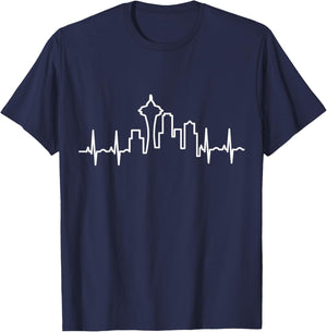 Skyline Heartbeat Seattle - Emerald Jet City T-Shirt - T-Shirt | Navy