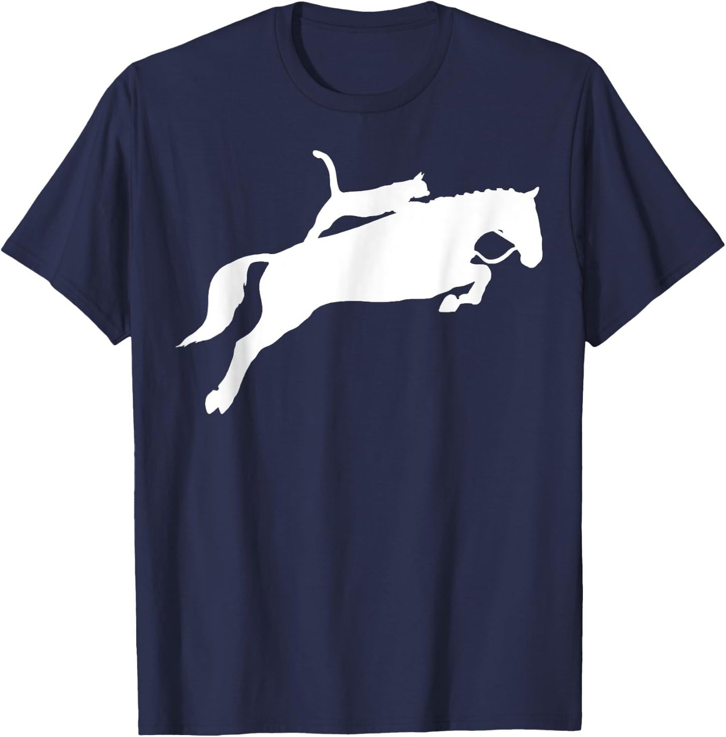 Horseback Riding Cat Funny Cat Horse Gift Men Women T-Shirt - T-Shirt | Navy