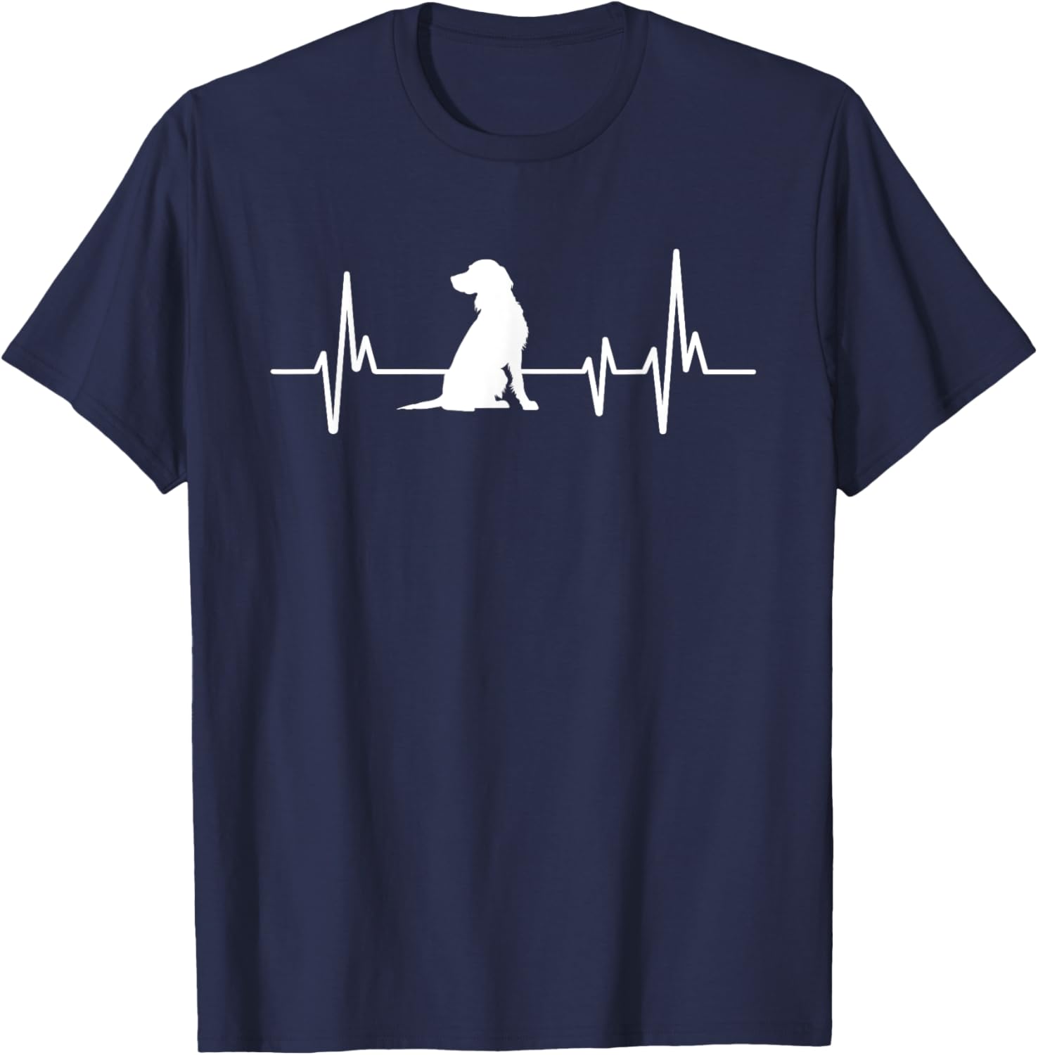Heartbeat Herzschlag Design Kleiner Münsterländer Hund T-Shirt - T-Shirt | Navy