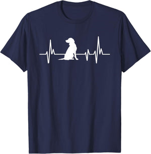 Heartbeat Herzschlag Design Kleiner Münsterländer Hund T-Shirt - T-Shirt | Navy
