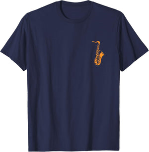 Music Saxophonist Minimalist Simple Instrument Saxophone , Black, S T-Shirt - T-Shirt | Navy