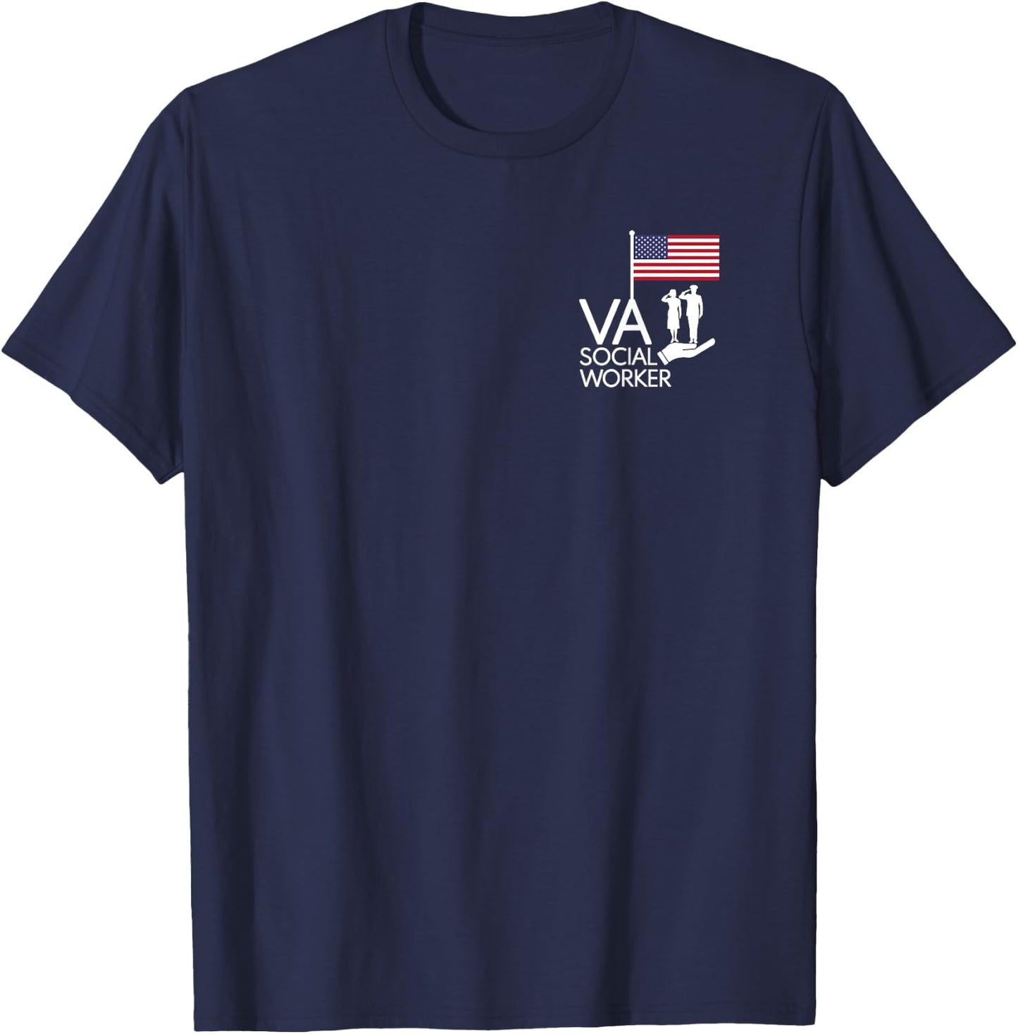 Veterans saluting the Flag supported by VA Social Workers T-Shirt - T-Shirt | Navy