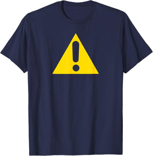 Yellow Caution Warning Exclamation Street Sign Triangle T-Shirt - T-Shirt | Navy