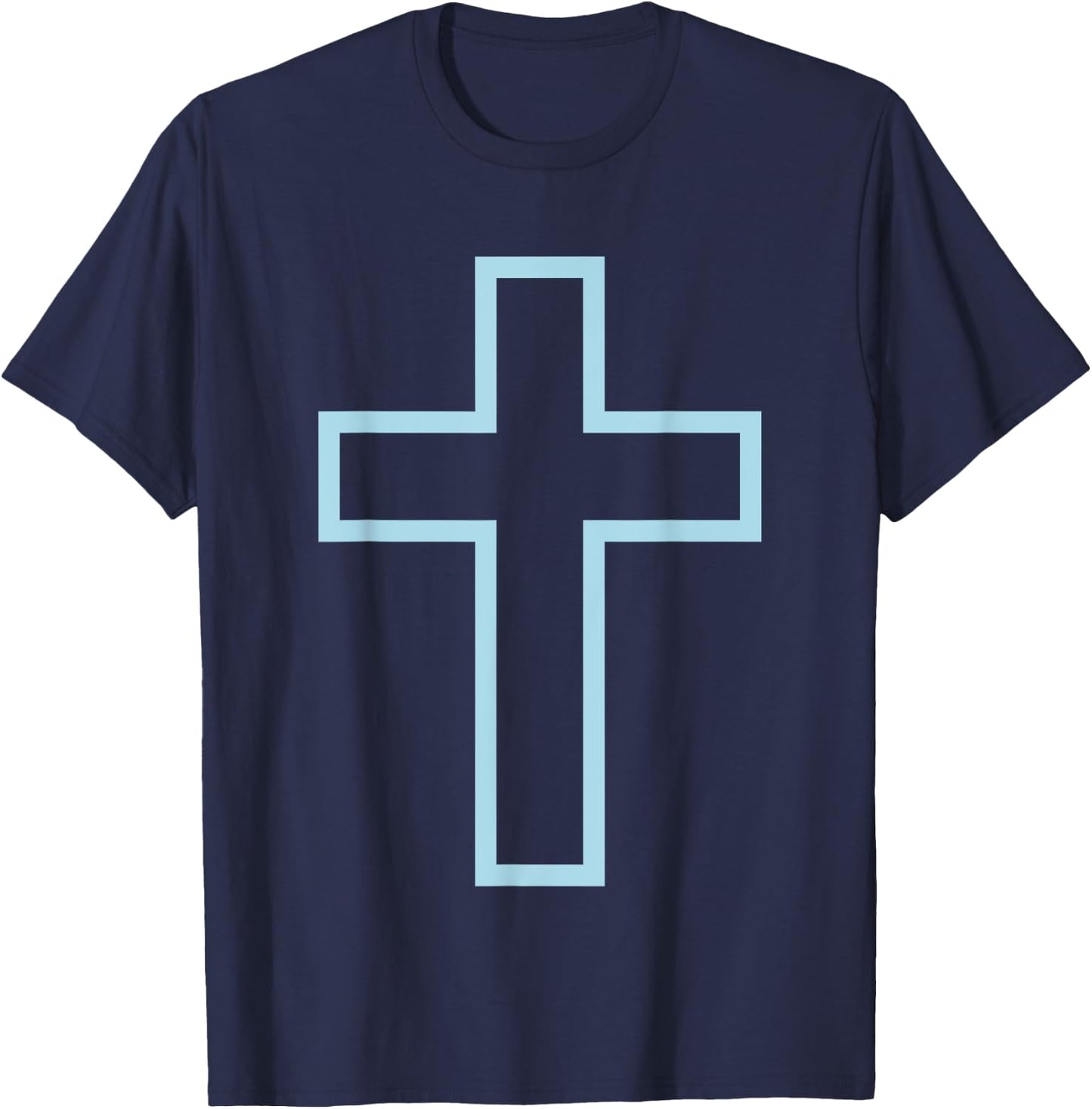 Baby Blue Cross Outline T-Shirt - T-Shirt | Navy