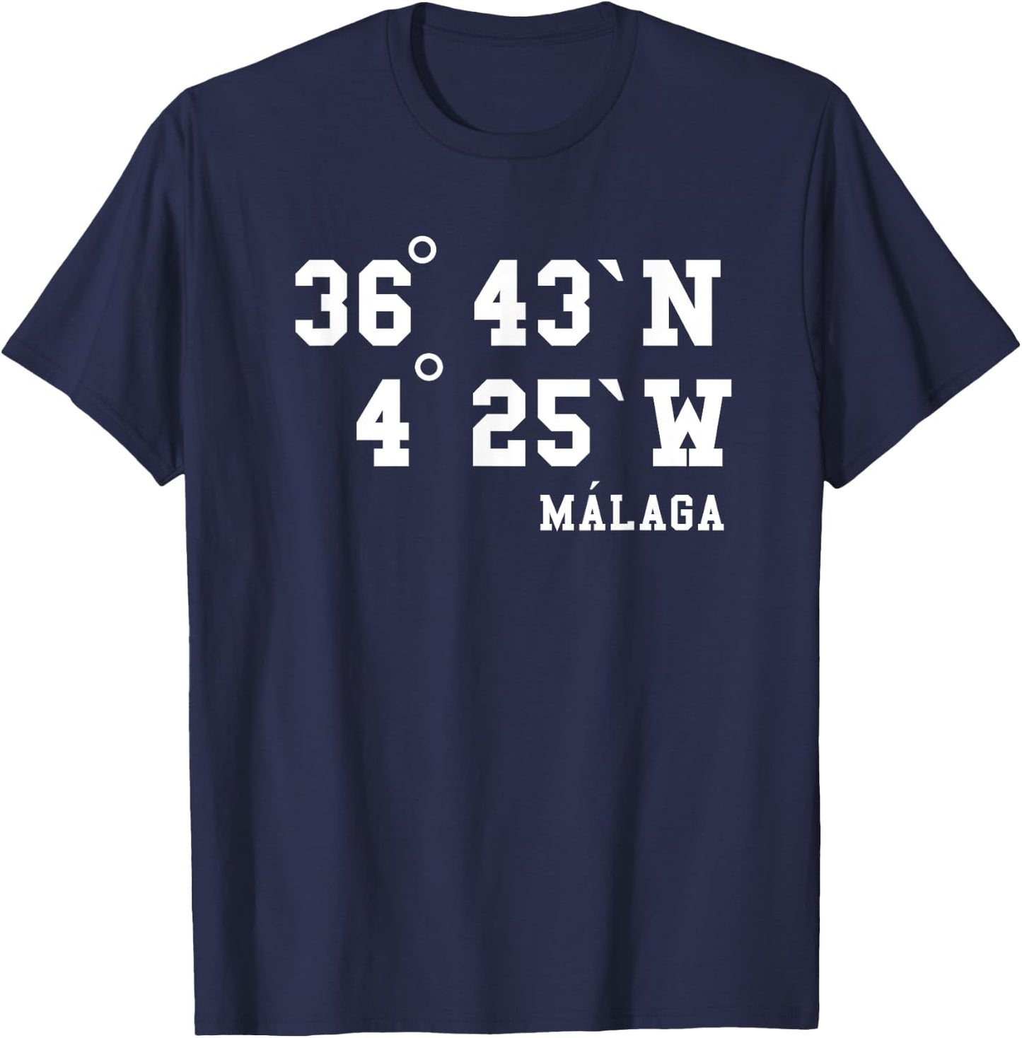 Málaga Koordinaten Design Urlaub Spanien Andalusien Malaga T-Shirt - T-Shirt | Navy