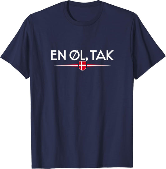 En øl tak - Denmark , black T-Shirt - T-Shirt | Navy