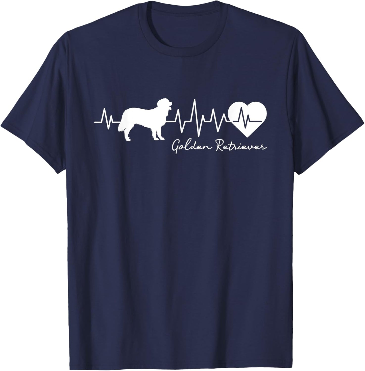 Golden Retriever - ECG Heartbeat Dog Owner Canine Lover Women Kids T-Shirt - T-Shirt | Navy