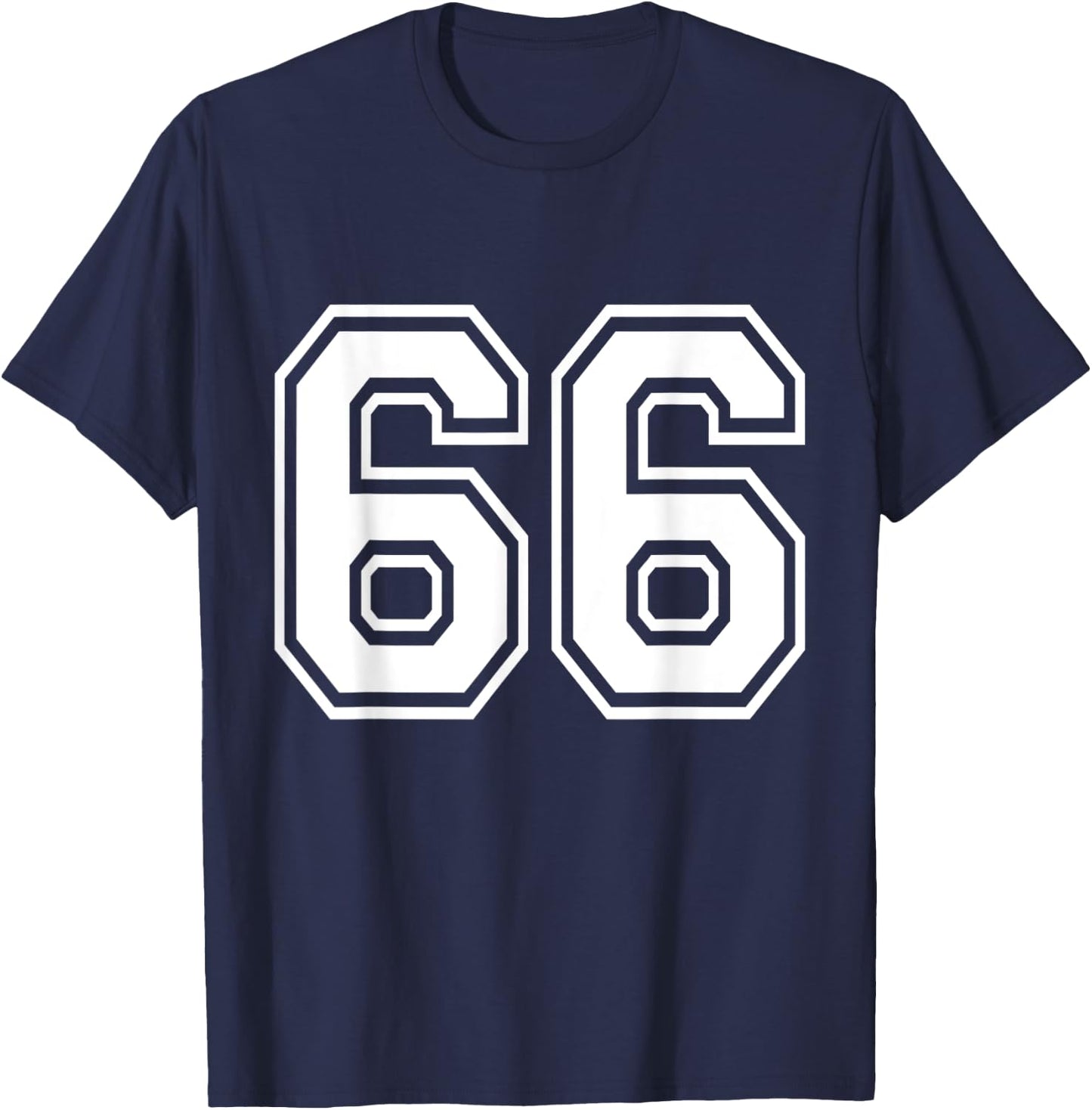 Number 66 Front + Back Varsity Sports Team 66th Birthday T-Shirt - T-Shirt | Navy