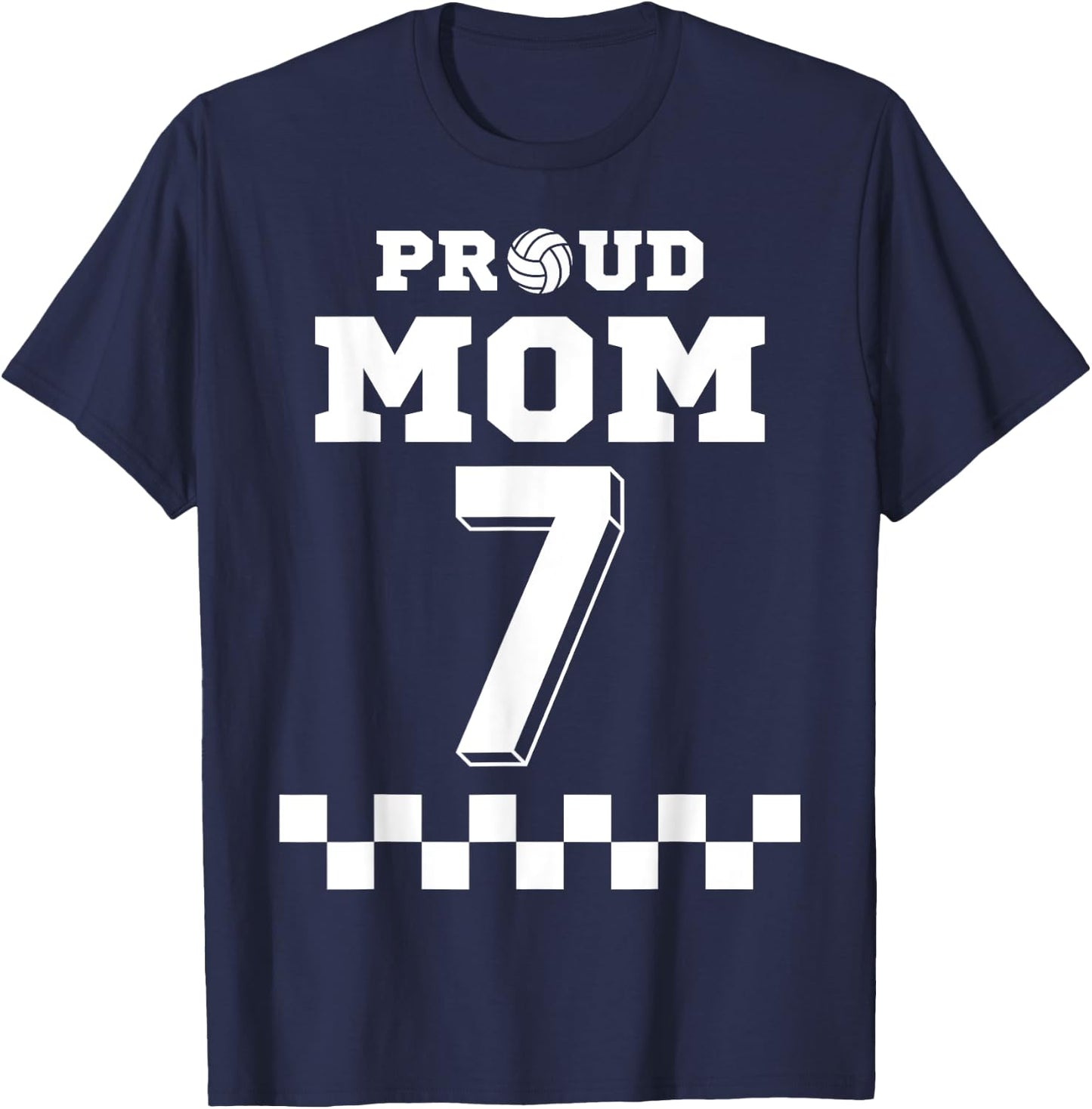 Volleyball Number 7 Seven Custom Proud Mom Jersey T-Shirt - T-Shirt | Navy