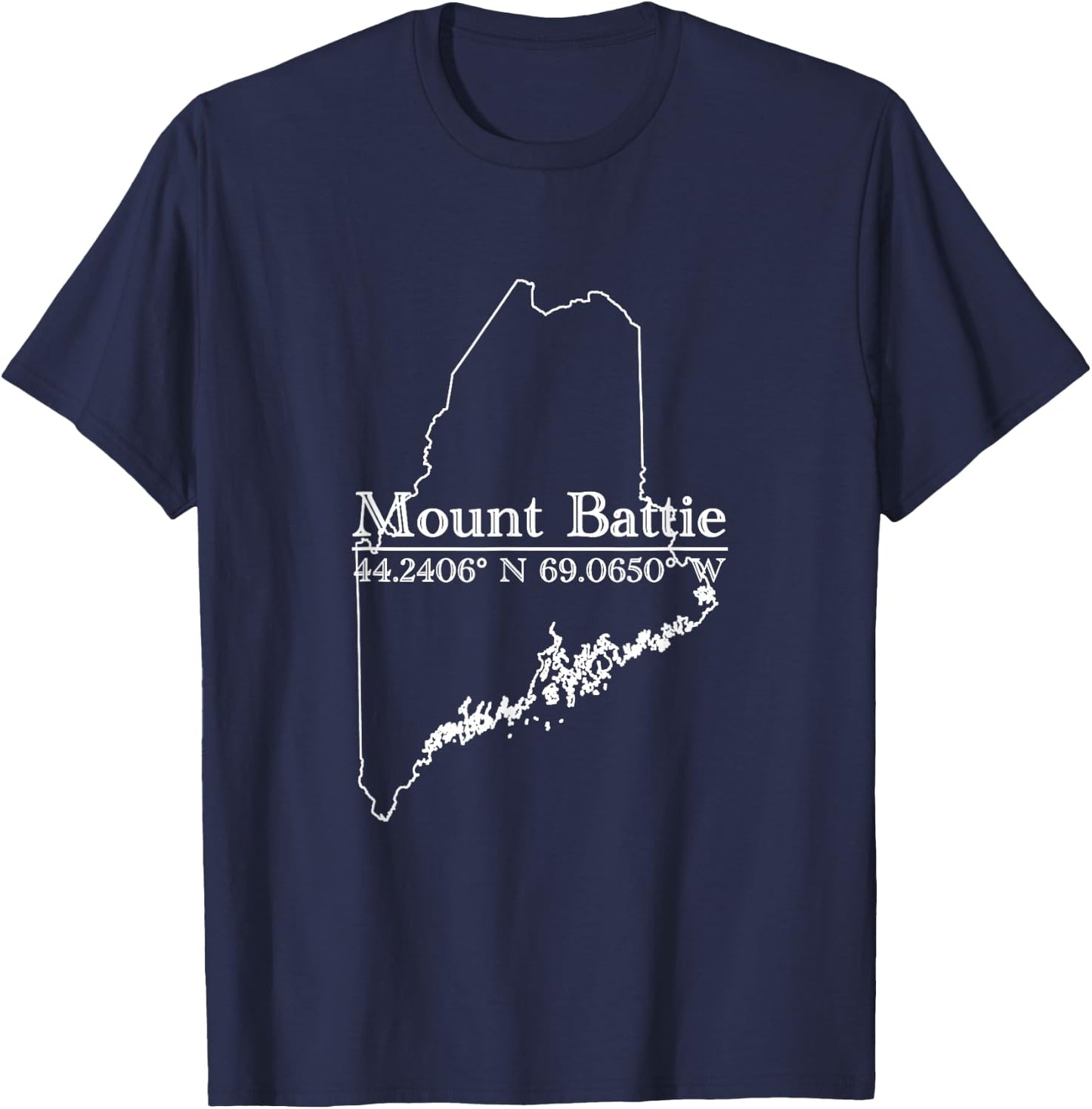 Mount Battie Camden Maine Coordinates T-Shirt - T-Shirt | Navy