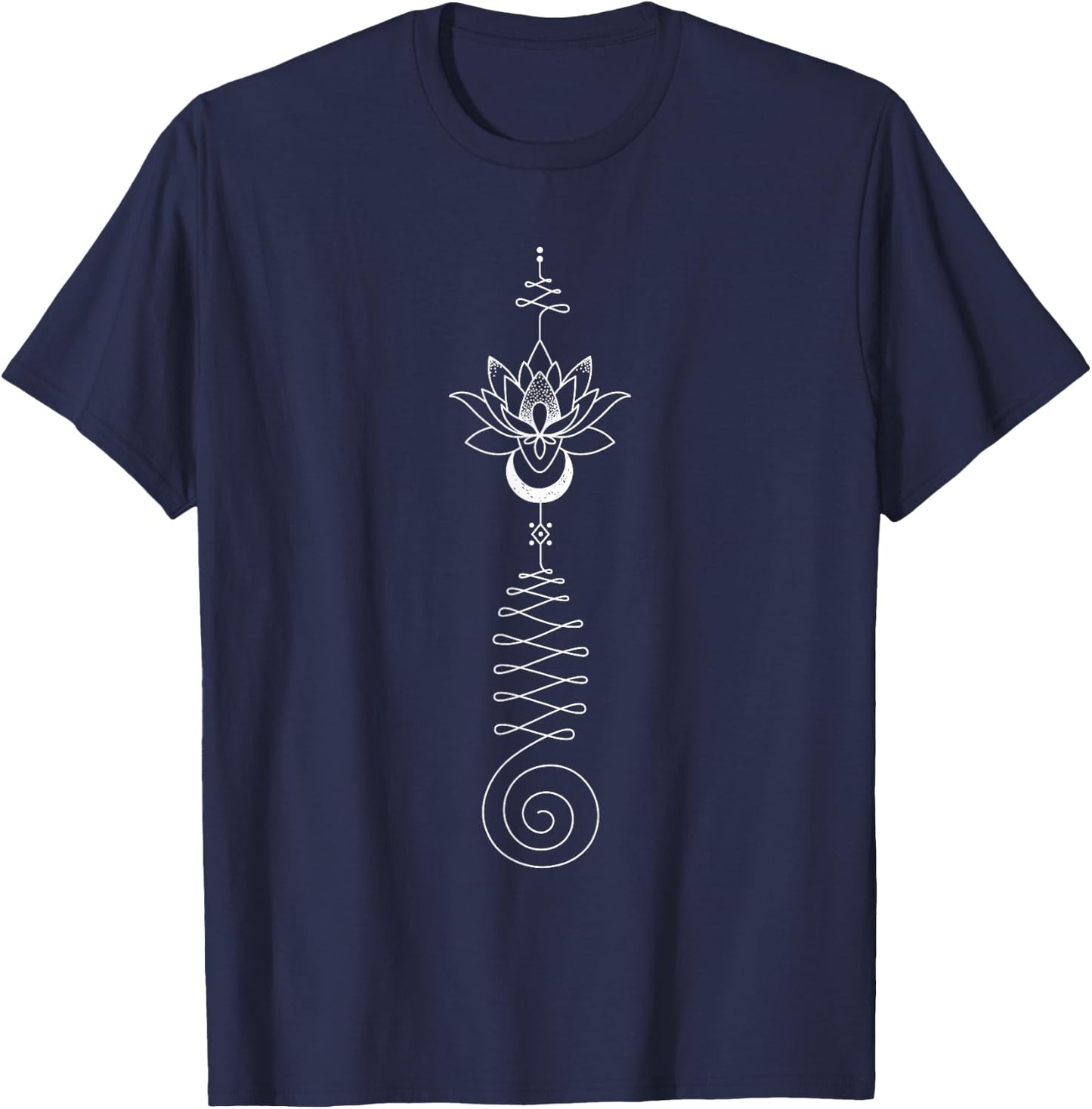 Unalome and Lotus Flower Symbol - Zen Gifts & Apparel T-Shirt - T-Shirt | Navy