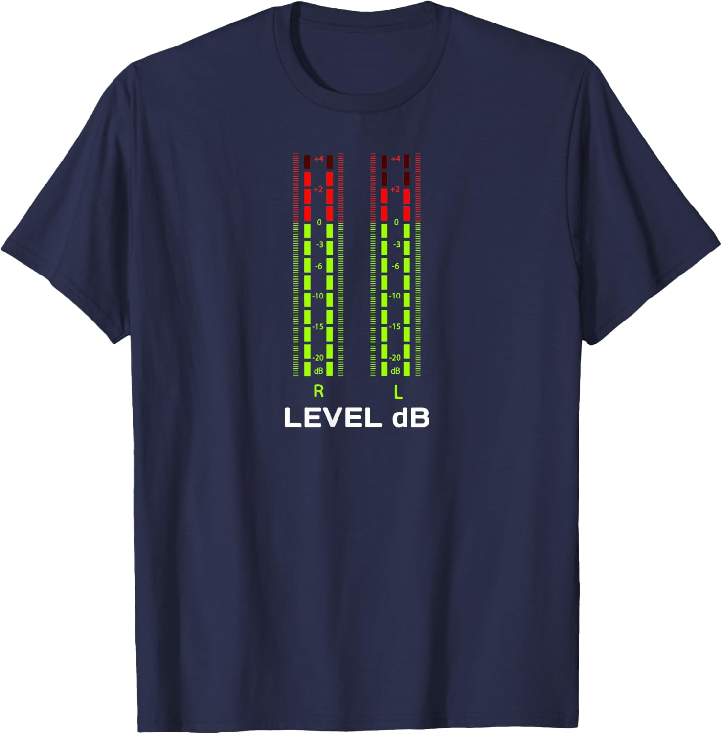 Retro VU Meter Vintage Hi-Fi Audio Stereo Music Sound T-Shirt - T-Shirt | Navy