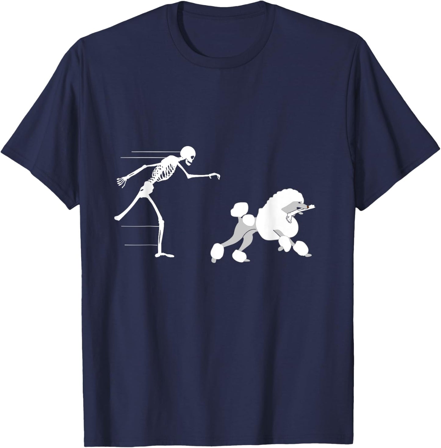 Funny Halloween Skeleton Leg Poodle T-Shirt - T-Shirt | Navy