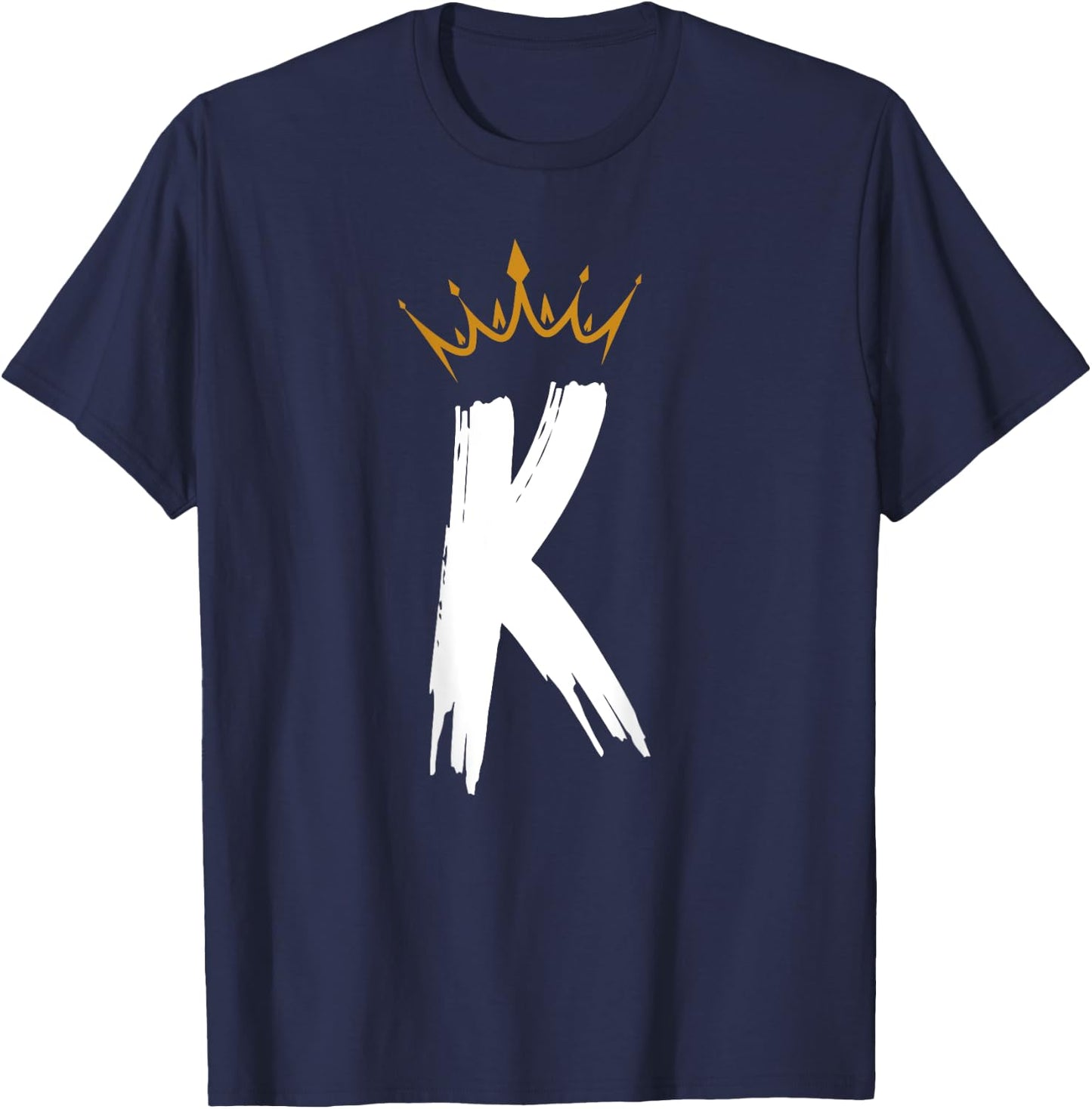 Queen King Letter K - BACKSIDE Letter With Crown Alphabet T-Shirt - T-Shirt | Navy