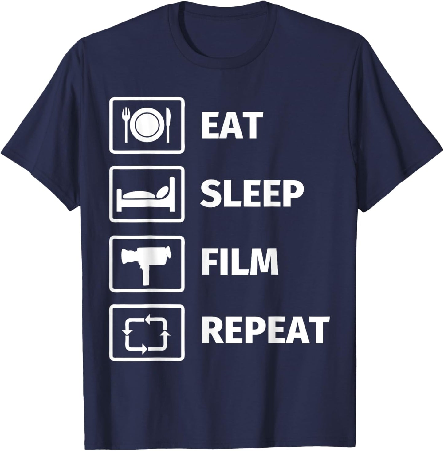 Eat Sleep Film Repeat T-Shirt - T-Shirt | Navy
