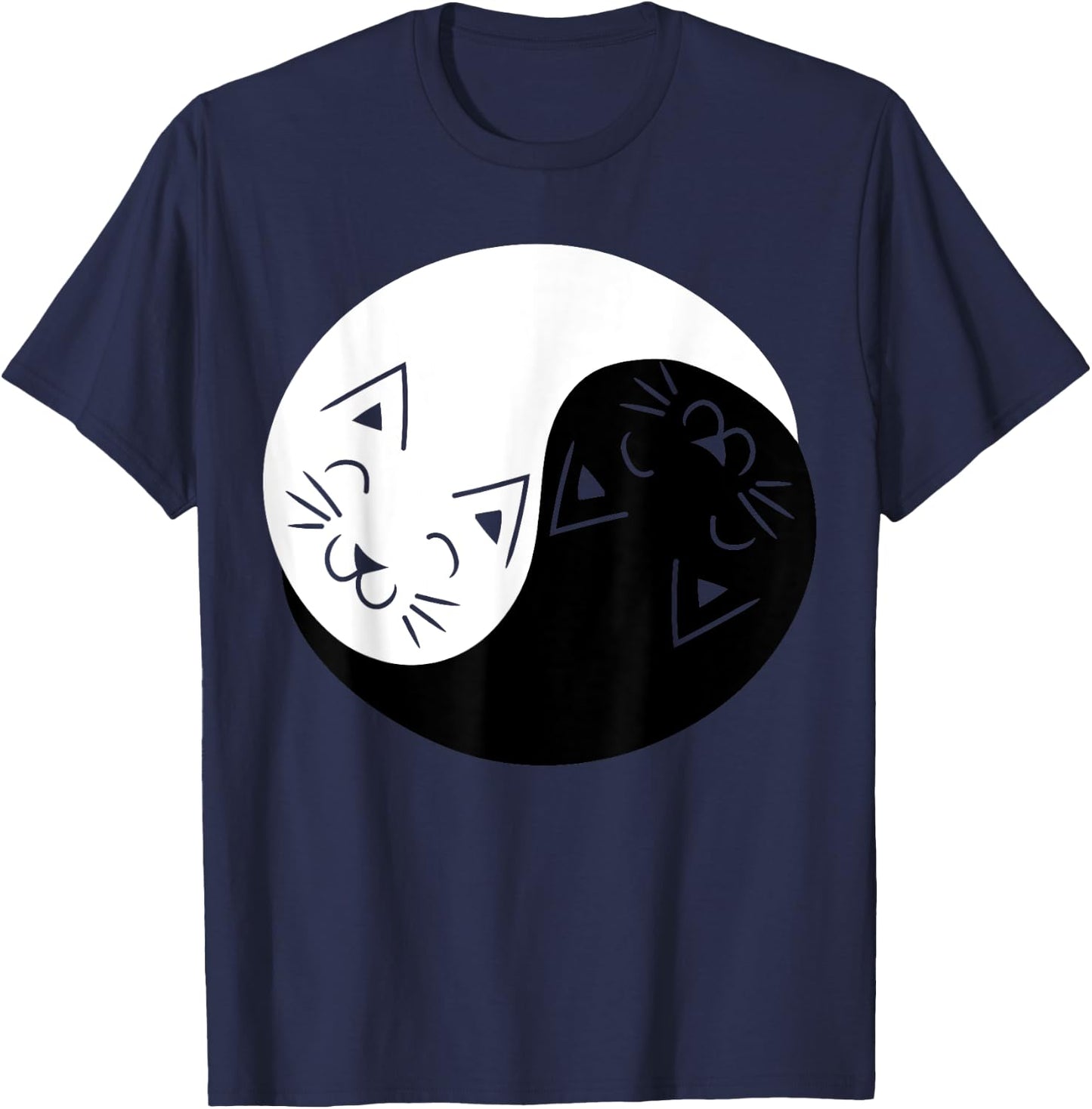 Yin and Yang Cats Shirt | Funny Cat Animal Women Kids T-Shirt - T-Shirt | Navy