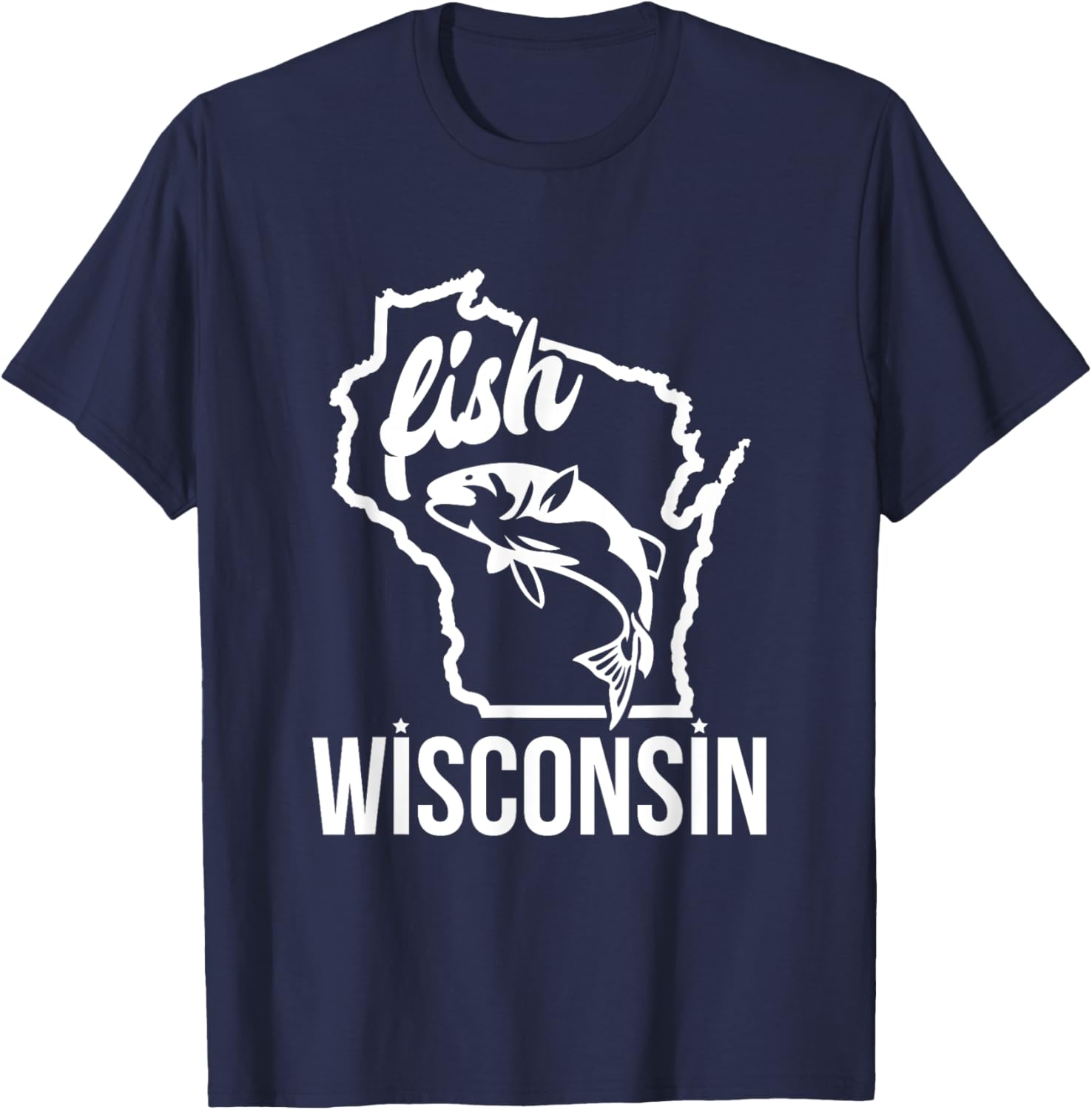 Fish Wisconsin Fishing Lover T-Shirt - T-Shirt | Navy