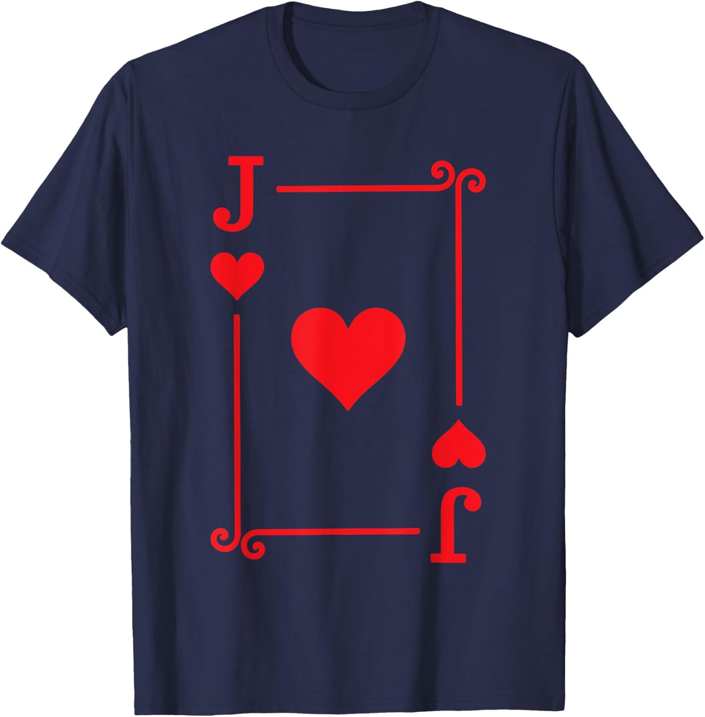 Playing Card Costume & Gifts - Jack Card Hearts Suit - Black - Small - -Adult - Short Sleeve - Classic Fit T-Shirt - T-Shirt | Navy