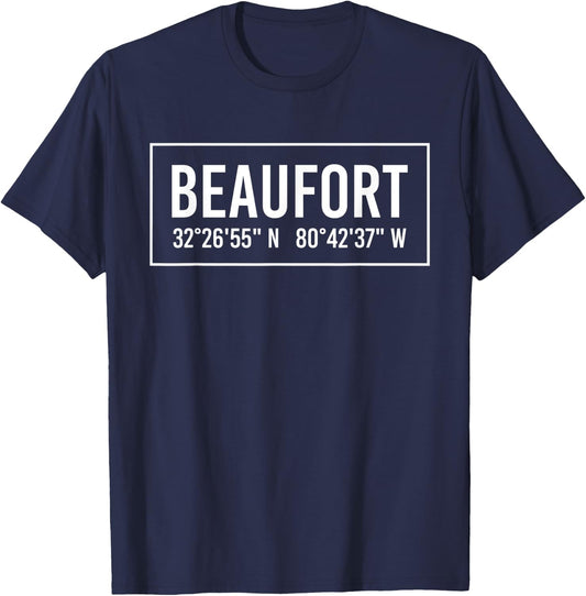 BEAUFORT SC SOUTH CAROLINA Funny City Coordinates Home Gift T-Shirt - T-Shirt | Navy