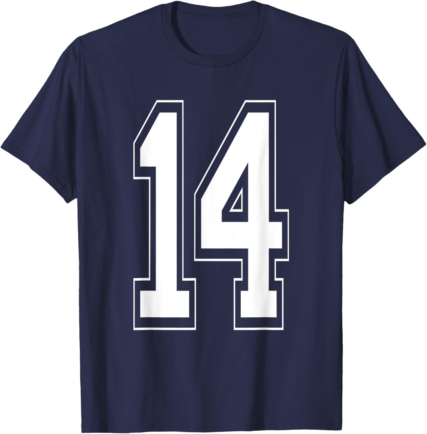 Number 14 Baseball Football Soccer Numbered Jersey T-Shirt - T-Shirt | Navy