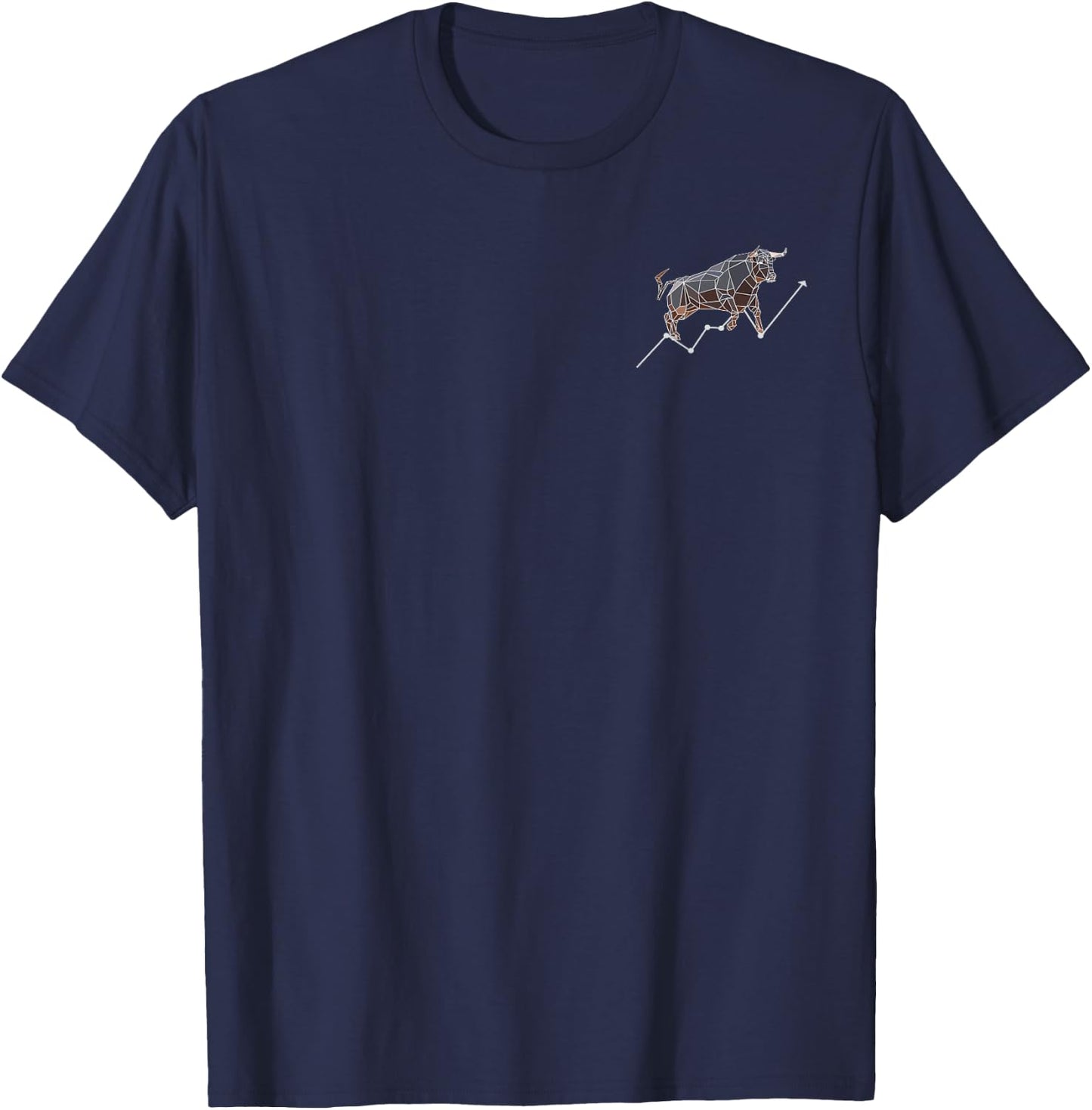 Geometric Bull Stock Market Minimalist T-Shirt - T-Shirt | Navy