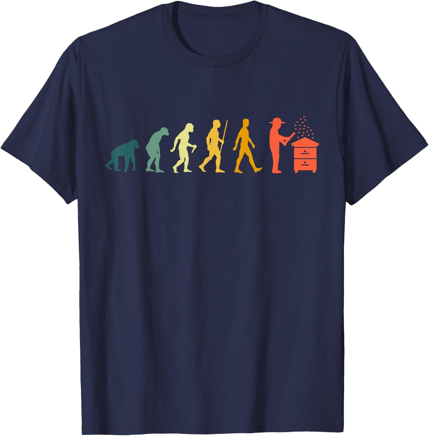 Beekeeper Evolution Retro Vintage Beekeeping Honey Bee , black T-Shirt - T-Shirt | Navy
