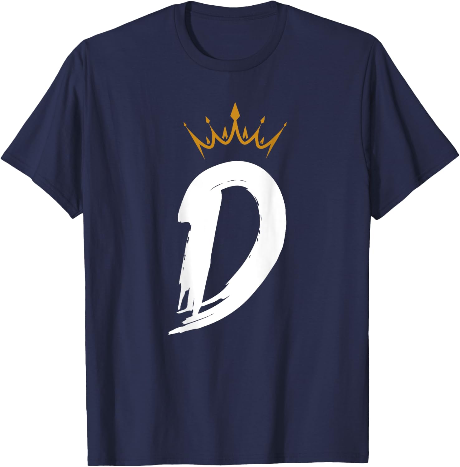 Queen King Letter D - BACKSIDE Letter With Crown Alphabet T-Shirt - T-Shirt | Navy