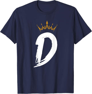 Queen King Letter D - BACKSIDE Letter With Crown Alphabet T-Shirt - T-Shirt | Navy