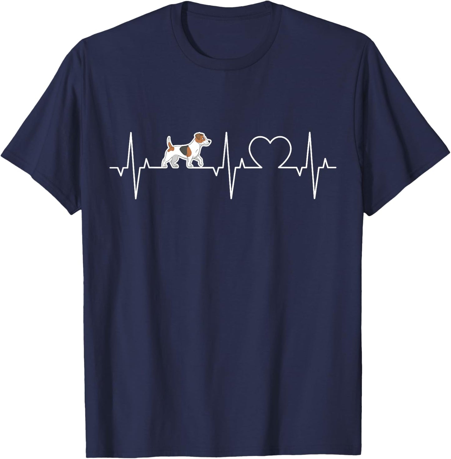 Jack Russell Terrier Heartbeat Terrier ECG Dog Owner , black T-Shirt - T-Shirt | Navy