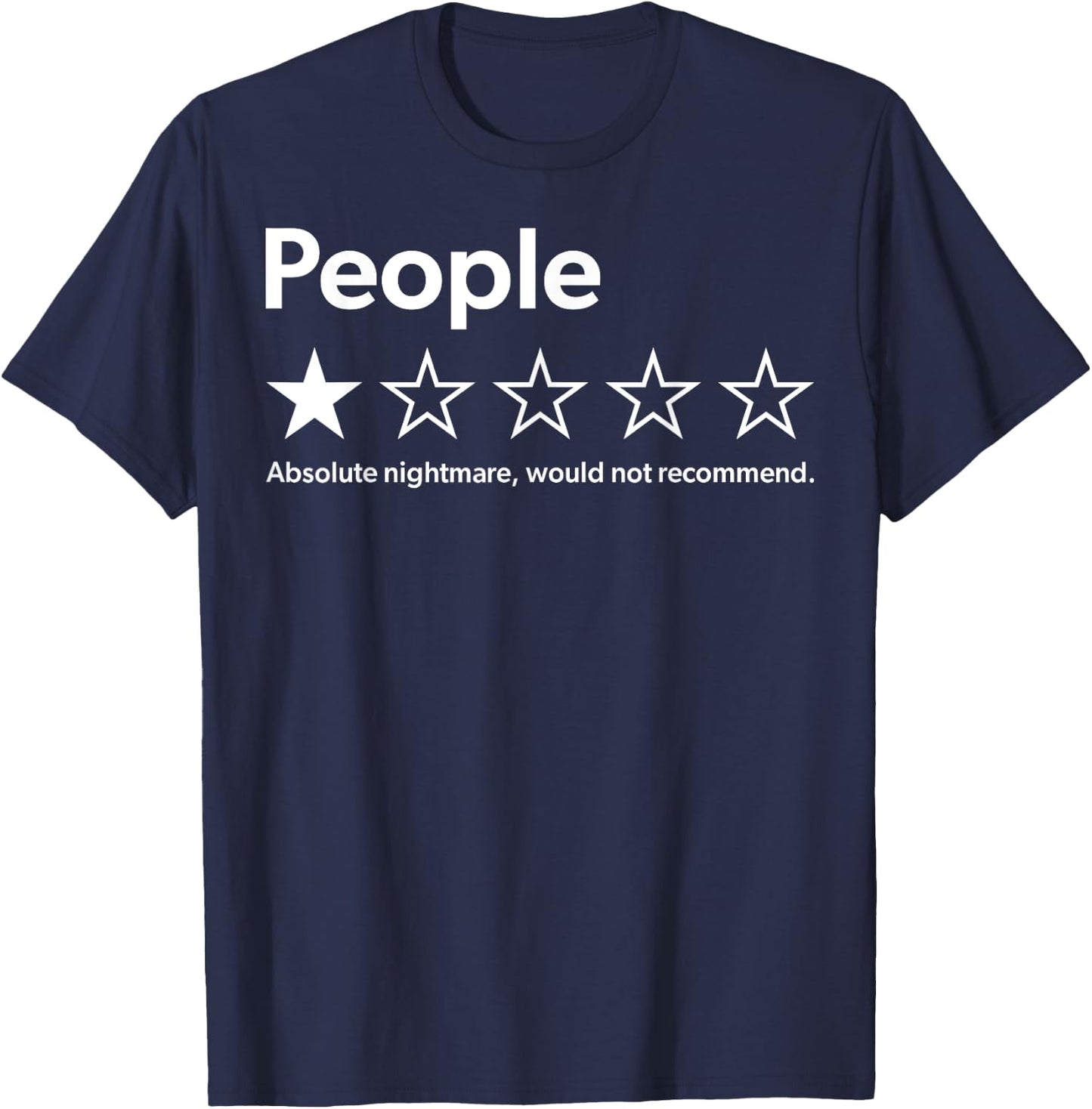 Funny People Rating Shirt - Adults - Black - Small - Short Sleeve - - Retro - Polyester - - Letter Print - Lightweight, Classic fit, Zipper closure T-Shirt - T-Shirt | Navy