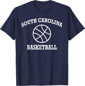 Basketball Logo South Carolina Retro Design College State T-Shirt - T-Shirt | Navy
