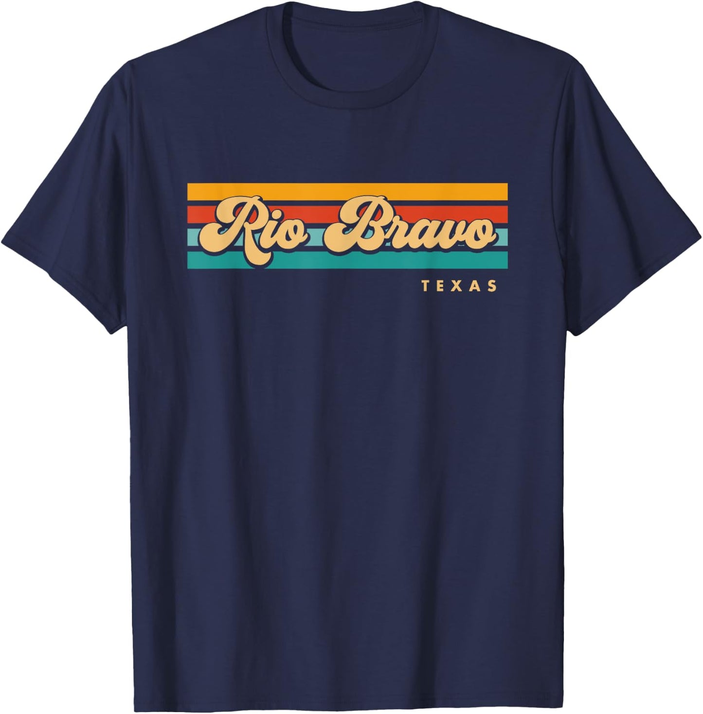 Vintage Sunset Stripes Rio Bravo, Texas T-Shirt - T-Shirt | Navy