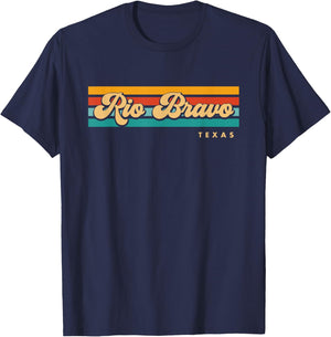 Vintage Sunset Stripes Rio Bravo, Texas T-Shirt - T-Shirt | Navy
