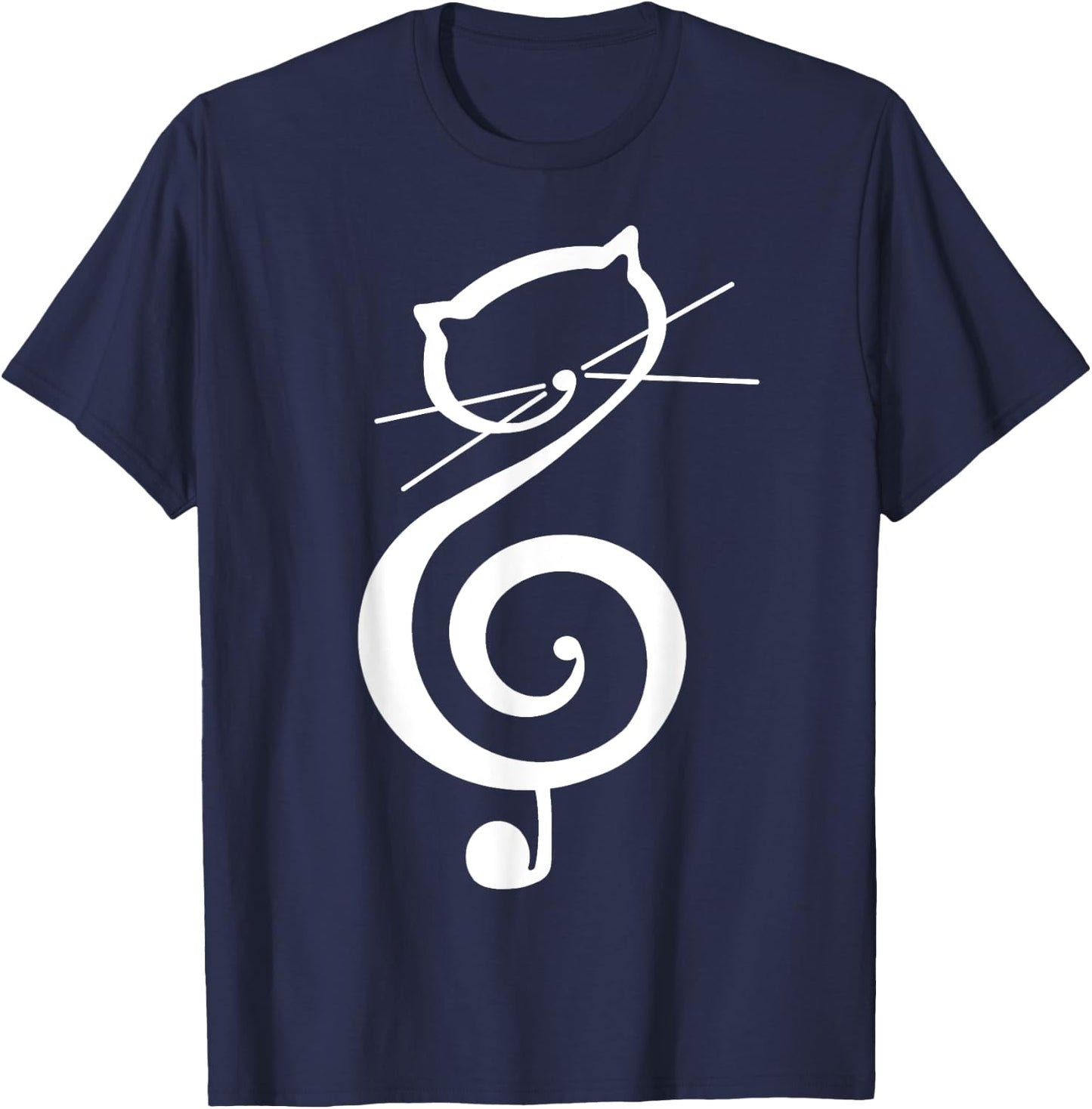 Cat Kitty Treble Music Clef Funny Cat Music Notes Women Men T-Shirt - T-Shirt | Navy